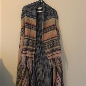 Mudd Cute fringed long duster multi print